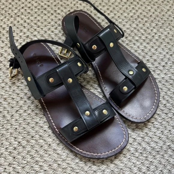 Soeur THALES SANDALS, Black Leather Sandals - Picture 3 of 6